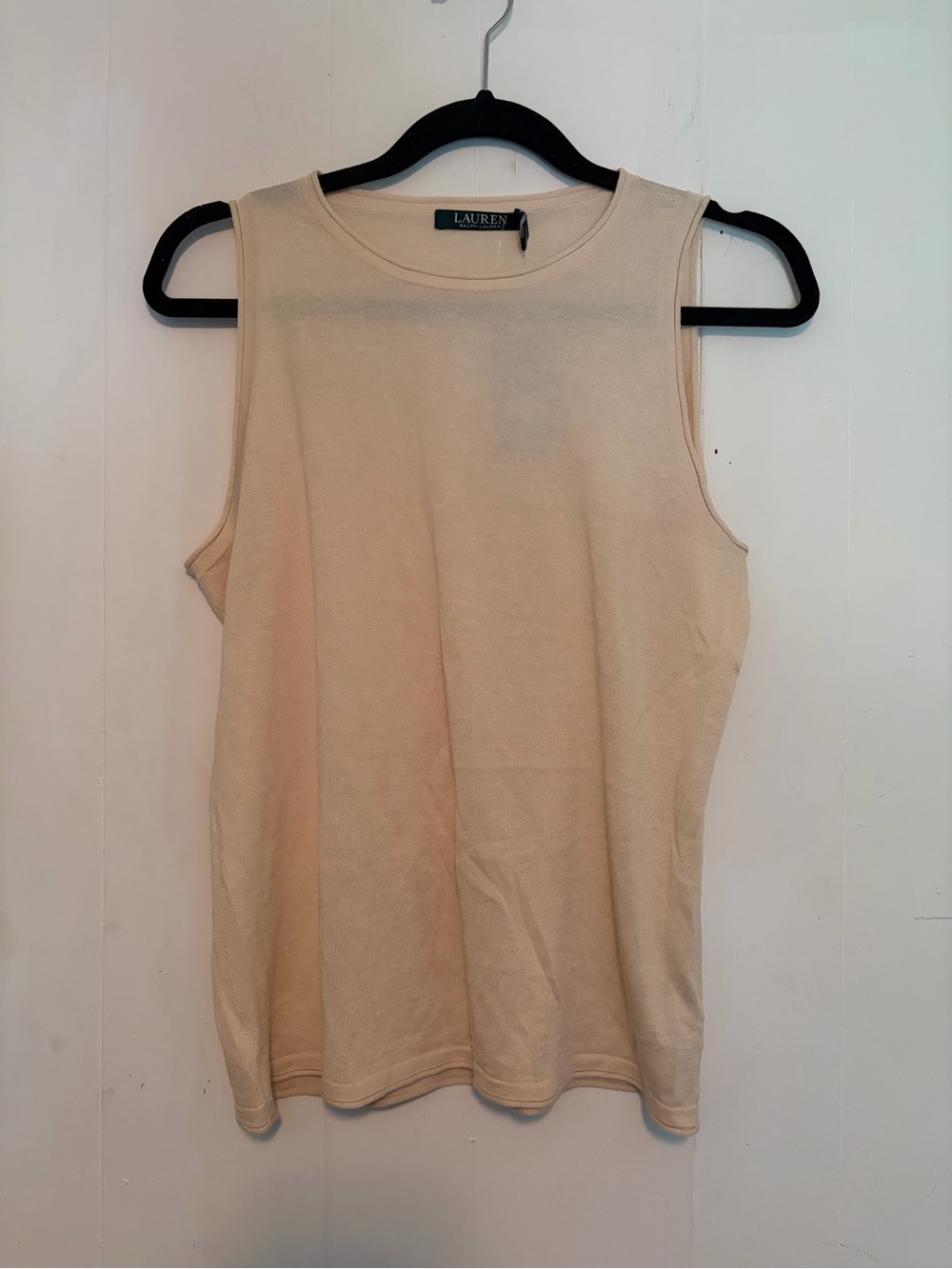 NWT Lauren by Ralph Lauren Cream Sleeveless silk blend knit Tank Top